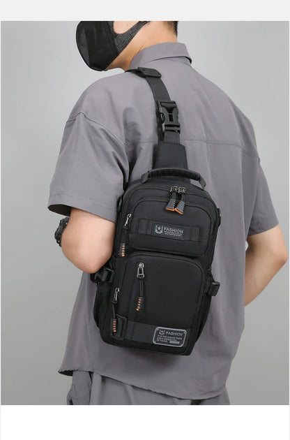 Men's Oxford Chest Pack - Unisex Crossbody Waist Bag with Zipper Pockets