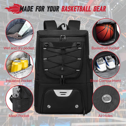 Sports Backpack with Shoe Compartment - Football, Basketball & Soccer Training Bag for Men