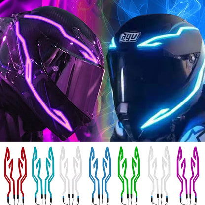 Waterproof LED Motorcycle Helmet Strip - 4-in-1 EL Warning Light Sticker for Night Riding