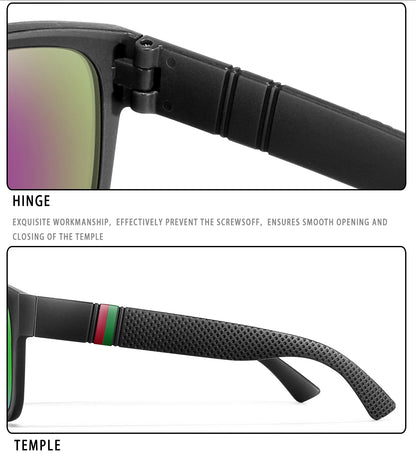 Men's Vintage Large Frame Square Polarized Sunglasses - UV400 Protection for Fishing, Driving, Cycling & Running