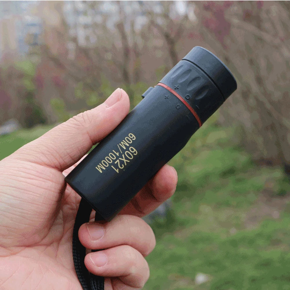 60x21 BAK4 Zoom Monocular Binoculars with Wrist Strap - Mini Portable Telescope for Outdoor Camping & Hunting
