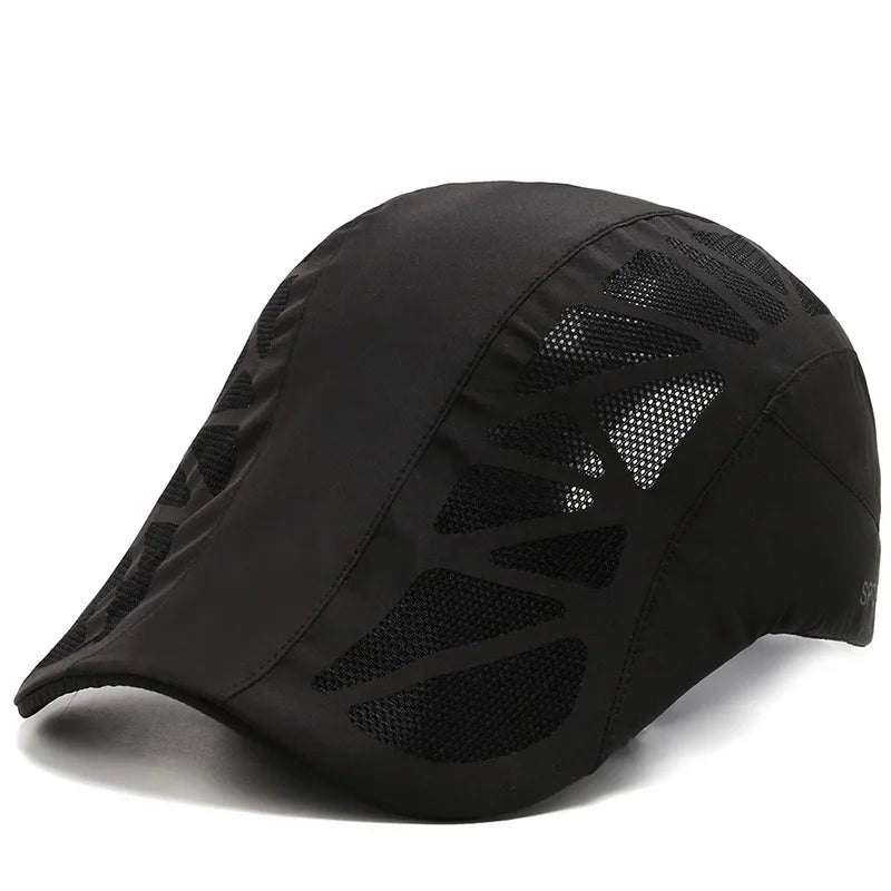 Men's Quick-Dry Mesh Golf Cap - Breathable Flat Visor Sun Hat for Outdoor Sports