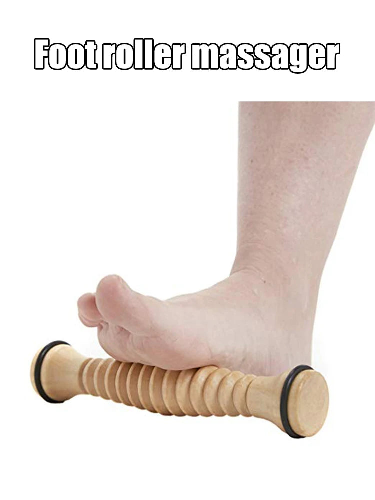 Wooden Foot Roller Massager - Body Back Massager for Plantar Fasciitis Relief, Stress Relief & Relaxation