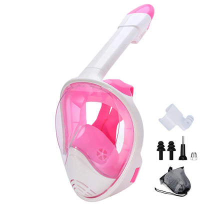 Full Face Snorkel Mask with Detachable Camera Mount,Snorkeling Swimming Diving Mask Wide View Anti-Fog Anti-Leak for Adult Youth