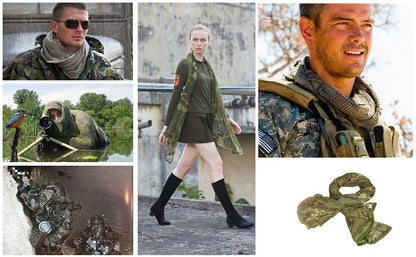 75" x 35" Tactical Camouflage Mesh Scarf - Polyester-Cotton Camo Net for Hunting, Shooting & Outdoor Sports