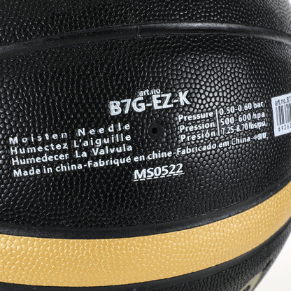 Molten EZ-K Basketball - Black/Gold PU Leather - Sizes 5, 6, 7 - Indoor/Outdoor - Training & Match Ball for Men, Women & Youth