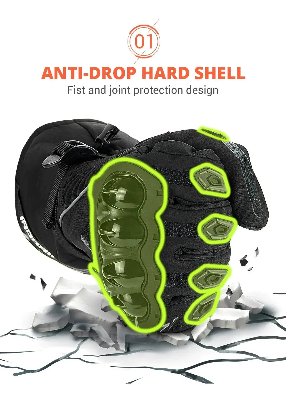 Waterproof Winter Motorcycle Gloves - Full Finger Protection with Touch Screen - Model WN-01