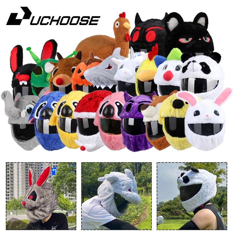 Cartoon Fluffy Plush Helmet Cover - Full-Face Motorcycle Protective Case