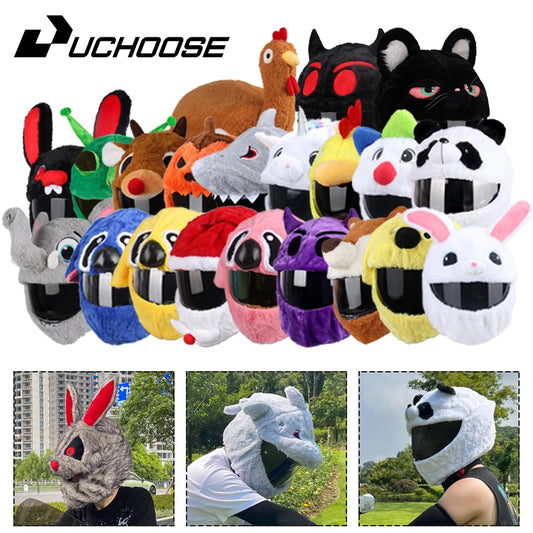 Cartoon Fluffy Plush Helmet Cover - Full-Face Motorcycle Protective Case