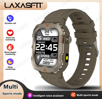 Men's Smart Watch with LED Flashlight - Outdoor Sports Health Monitoring Wristwatch