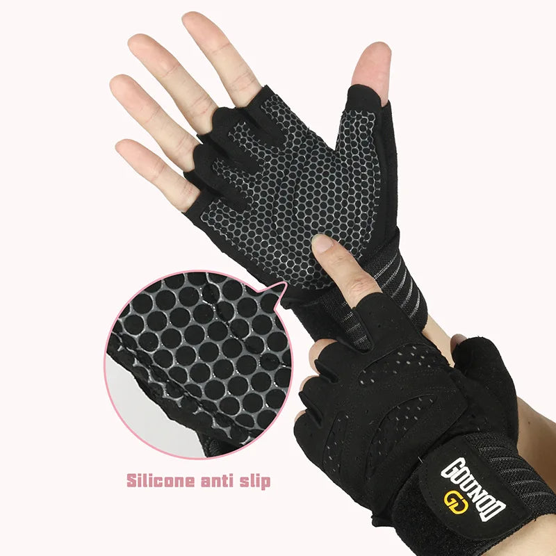 GOUNOD Breathable Anti-Slip Weightlifting Gloves with Wrist Support - Professional Gym Gloves for Bodybuilding, Powerlifting & Fitness Training