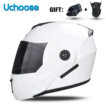DOT Certified Modular Flip-Up Motorcycle Helmet - Dual Visor Cross-Country Safety Helmet - Unisex