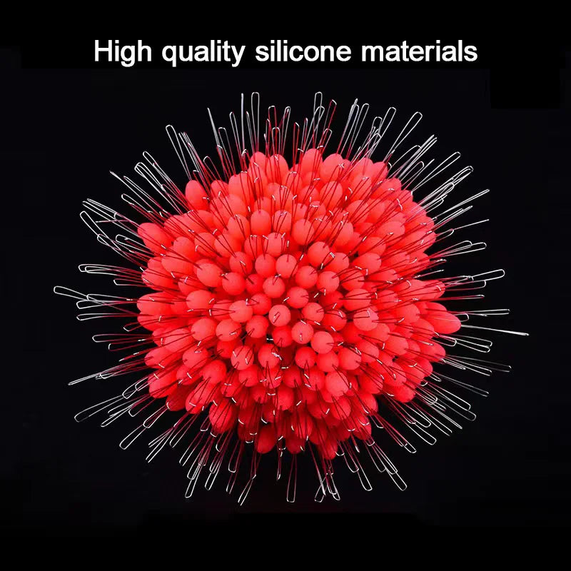 Professional Fishing Float Set - 300pcs Silicone Oval Bobber Stoppers with Anti-Strand Technology