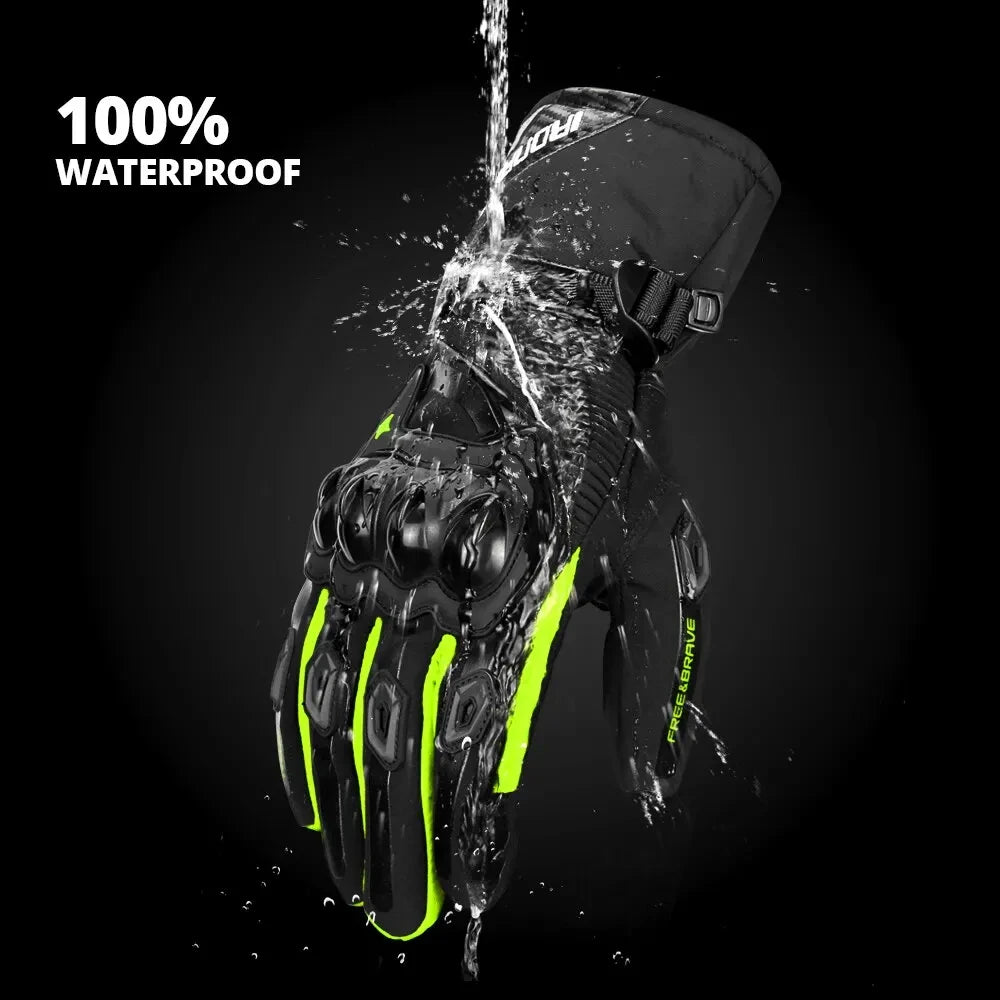 Waterproof Winter Motorcycle Gloves - Full Finger Protection with Touch Screen - Model WN-01
