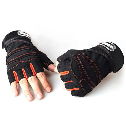 Premium Half-Finger Workout Gloves with Wrist Wrap - Men & Women - Weight Lifting, Training, Cycling & Gym
