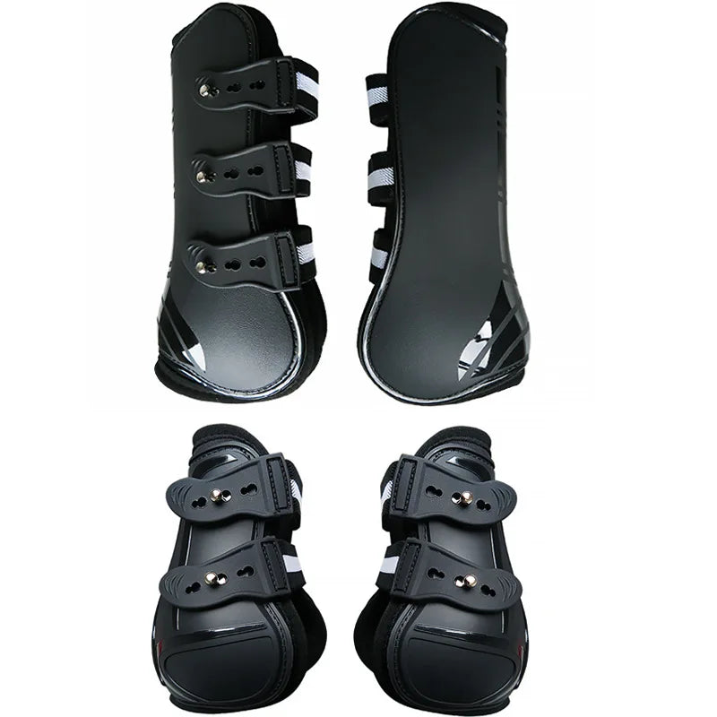 Adjustable Horse Leg Boots (4-Piece Set) - Front & Hind Tendon Protection with PU Shell and Neoprene