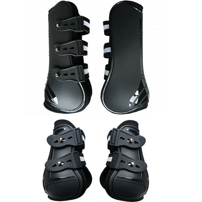 Adjustable Horse Leg Boots (4-Piece Set) - Front & Hind Tendon Protection with PU Shell and Neoprene
