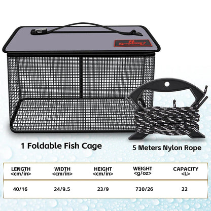 Foldable Fishing Cage Net - Collapsible Fish Trap for Carp, Shrimp, Crayfish & Lobster