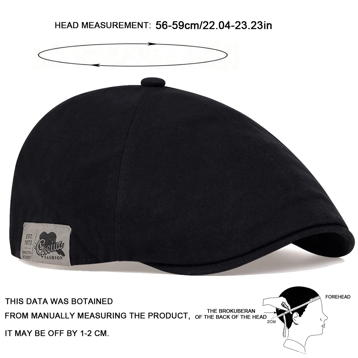 Adjustable Newsboy Cap with Side Letter Detail - Unisex Flat Cap for Casual & Athletic Wear