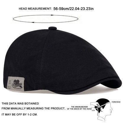 Adjustable Newsboy Cap with Side Letter Detail - Unisex Flat Cap for Casual & Athletic Wear