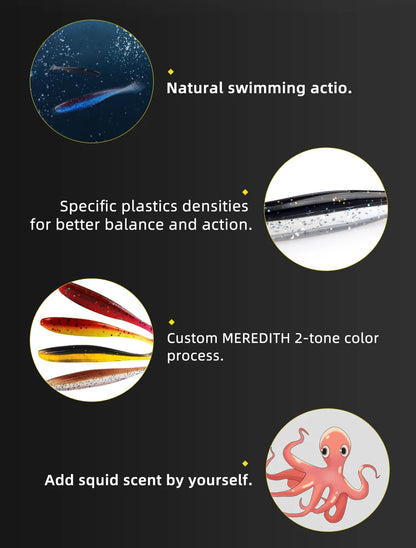 MEREDITH Soft Silicone Fishing Lures - Easy Shiner Wobblers 50mm/65mm/75mm/100mm - Artificial Plastic Baits for Carp Fishing