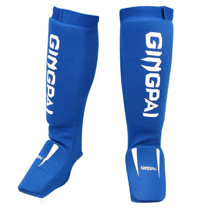 Cotton MMA Shin Guards - Boxing Kickboxing Foot Protection with Instep Ankle Support for TKD Muay Thai Training