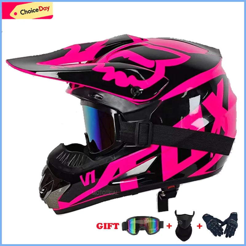 Youth Motocross Full Face Helmet - Kids Off-Road Safety Helmet with DOT Protection