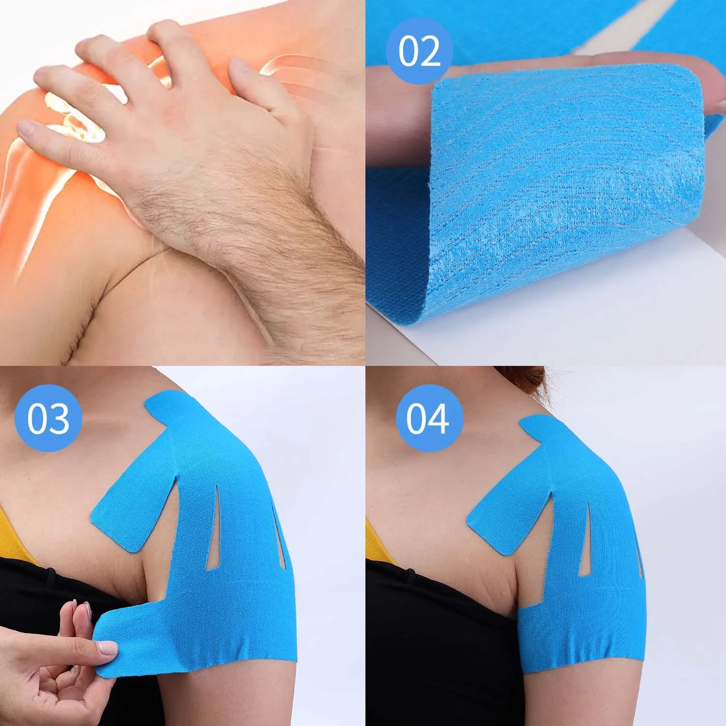 Precut Kinesiology Shoulder Tape - Waterproof & Breathable Elastic Sports Tape for Pain Relief & Muscle Support