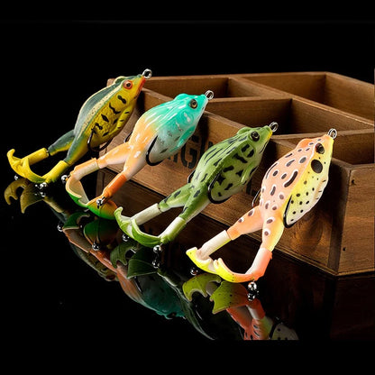 Topwater Bass Fishing Lure - Soft Frog with Double Propeller Legs - Freshwater Bait for Bass, Snakehead & Pike