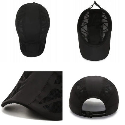 Men's Quick-Dry Mesh Golf Cap - Breathable Flat Visor Sun Hat for Outdoor Sports