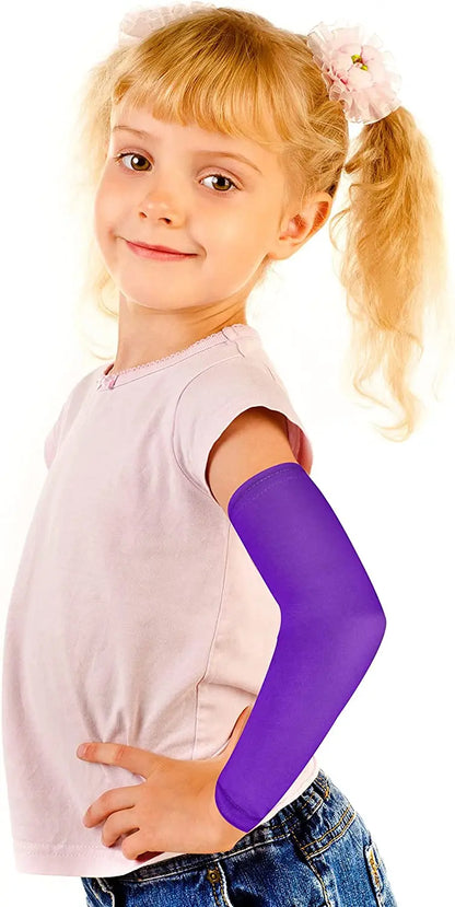 Kids UV Protection Arm Sleeves - Ice Silk Cooling Compression Sleeves for Boys & Girls Outdoor Sports (1 Pair)