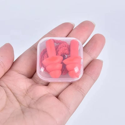 Silicone Swimming Earplugs with Rope - Noise Reduction Sleep Ear Plugs for Diving & Underwater Activities (1 Piece)