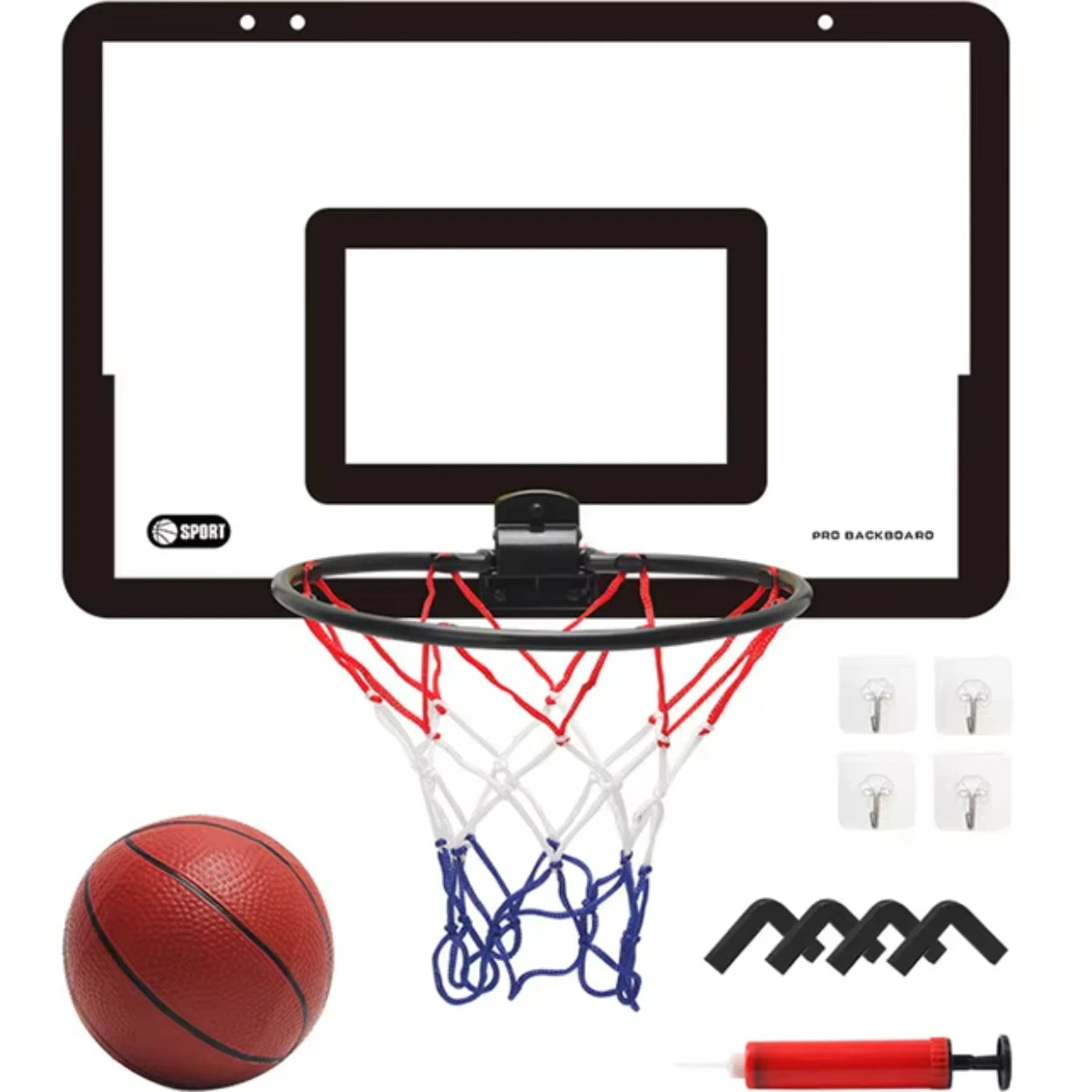 Kids Indoor Basketball Hoop Set - Foldable Over-Door Mini Basketball Game