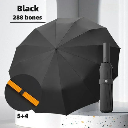 Stormproof Automatic Folding Umbrella - 288-Rib Reinforced Windproof Rain & Sun Umbrella with UPF50+ UV Protection (Men's Large)