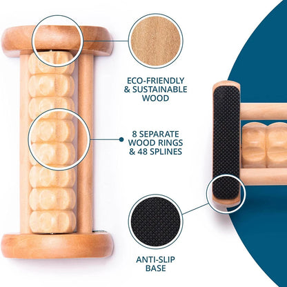 Wooden Foot Roller Massager - Deep Tissue Relief for Plantar Fasciitis