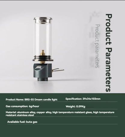 BRS-55 Windproof Gas Candle Lamp - Dreamlike Candlelight Tent Lighting for Outdoor Camping