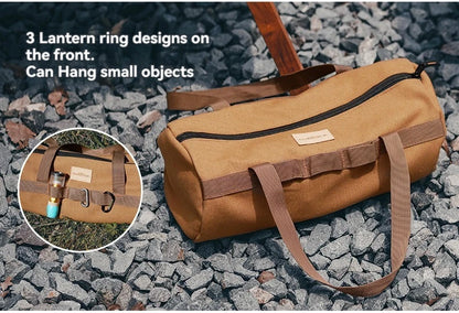 Camping Tent Peg Storage Bag - Canvas Organizer with Handle for Stakes, Ropes & Hammer