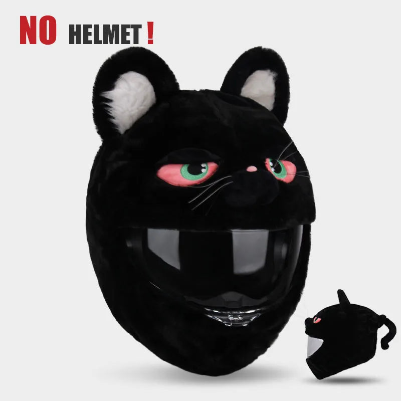 Cartoon Fluffy Plush Helmet Cover - Full-Face Motorcycle Protective Case