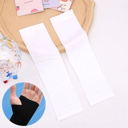 Kids Ice Silk Cooling Arm Sleeves - UV Sun Protection Elastic Sleeves for Boys & Girls Ages 4-12 (Summer Sports & Beach)