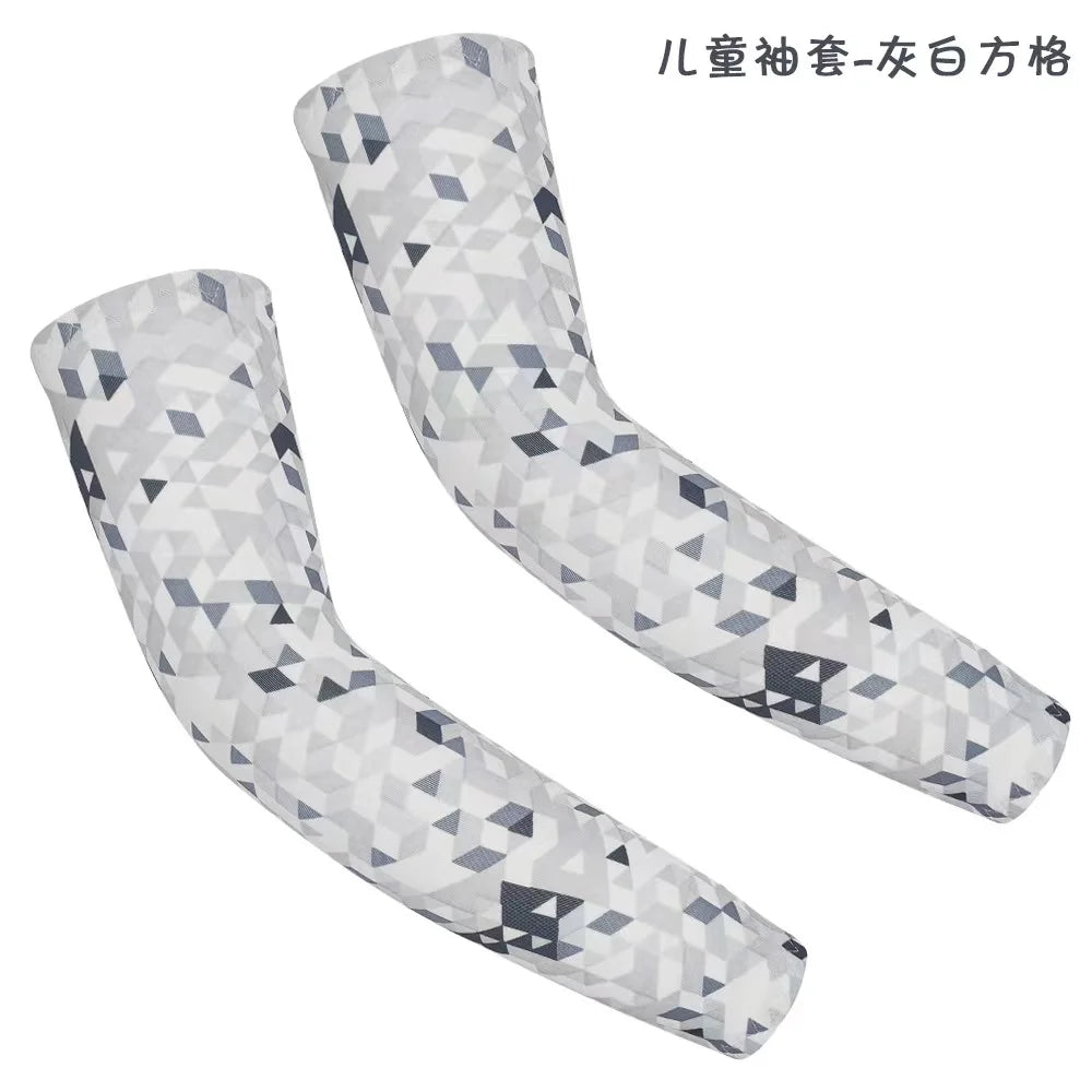 Kids UV Protection Arm Sleeves - Ice Silk Cooling Compression Sleeves for Boys & Girls Outdoor Sports (1 Pair)