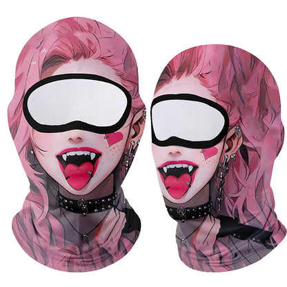 Full Face Balaclava Mask - Breathable Windproof UV Sun Protection - Moto Skull Ghost Clown Design for Summer Spring