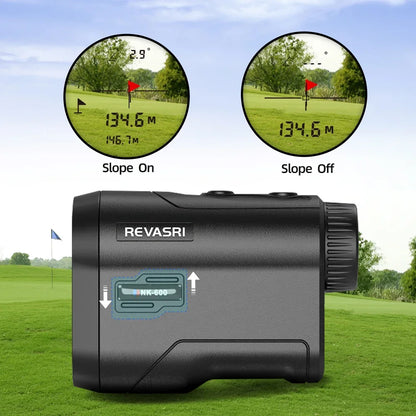 Golf Laser Rangefinder 600M/Yard - REVASRI with Slope Compensation, Flagpole Lock, Vibration Alert & USB-C Rechargeable Battery
