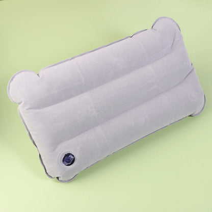 oldable Inflatable Travel Pillow - PVC Flocking Air Cushion for Camping, Hiking, Flight & Outdoor Sleep