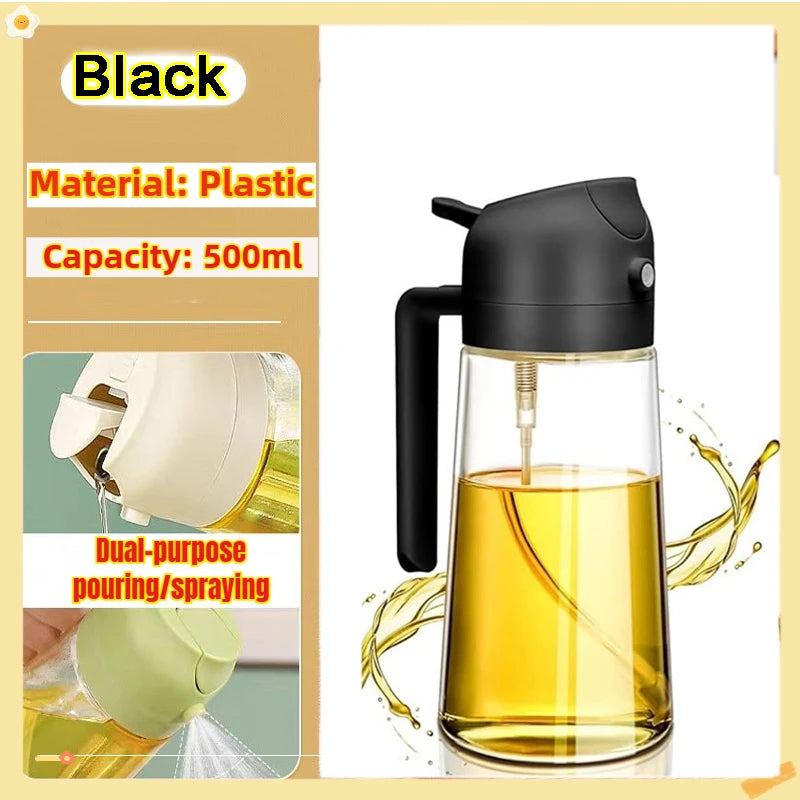 Multi-Size Oil Spray Bottle Set (200ml/300ml/500ml) - BBQ Cooking Olive Oil Sprayer for Kitchen Baking, Empty Refillable Vinegar Bottle with Oil Brush