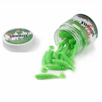 SUNMILE Artificial Soft Bait Fishing Worms - 4cm/0.6g - 20 Piece Set - Rock Fishing Wobblers for Perch, Trout & Bass