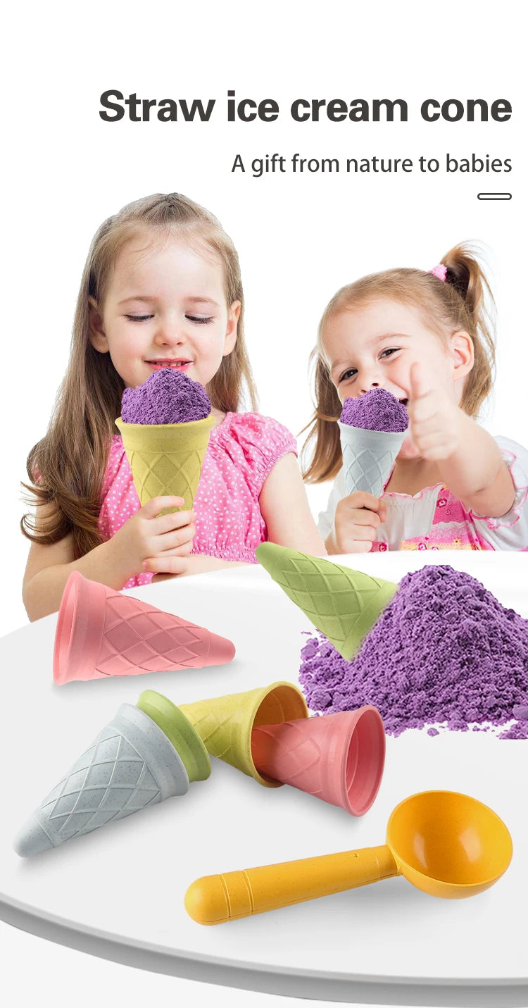 Beach Ice Cream Play Set - Eco-Friendly Wheat Straw Sand Toy Kit