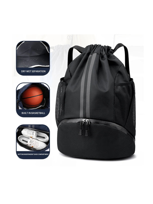Dry-Wet Separation Sports Backpack - Basketball Swimming Training Bag with Drawstring - Women's Fitness Storage Bag