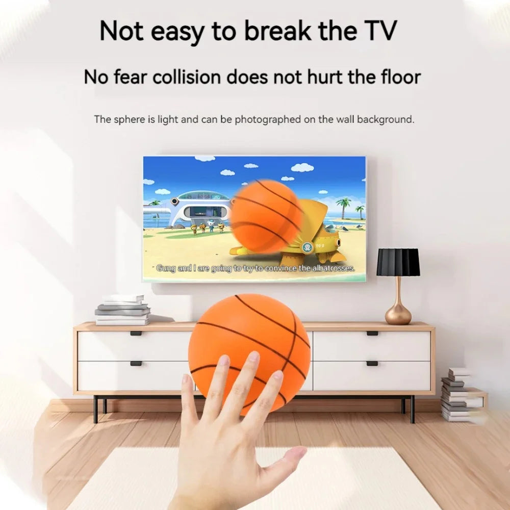 Silent Foam Basketball - 18cm Indoor Safe Soft Squeezable Ball - No Noise Training Toy for Kids