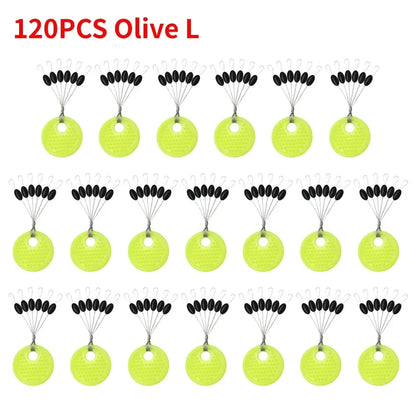 Fishing Line Space Beans Set - 60pcs (10 Groups) Rubber Stoppers, Oval & Long Column Shaped Vertical Bobber Tools