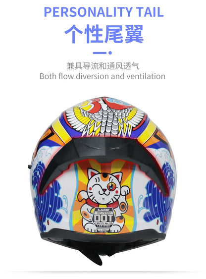 Full Face Racing Motorcycle Helmet - Winter Warm Double Visor Motorbike Sports Helmet LVS-701